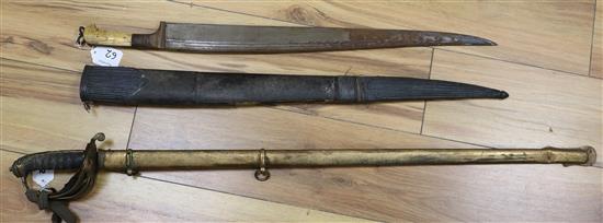 A 19th century silver and shagreen oriental sword and a 19th century dress sword longest 101cm